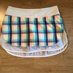 lululemon athletica White Waistband Plaid Mini Skirt with Pastel Accents